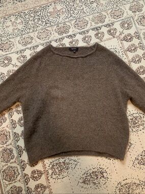 Quince Women's Taupe Sweater Plush Crew Neck